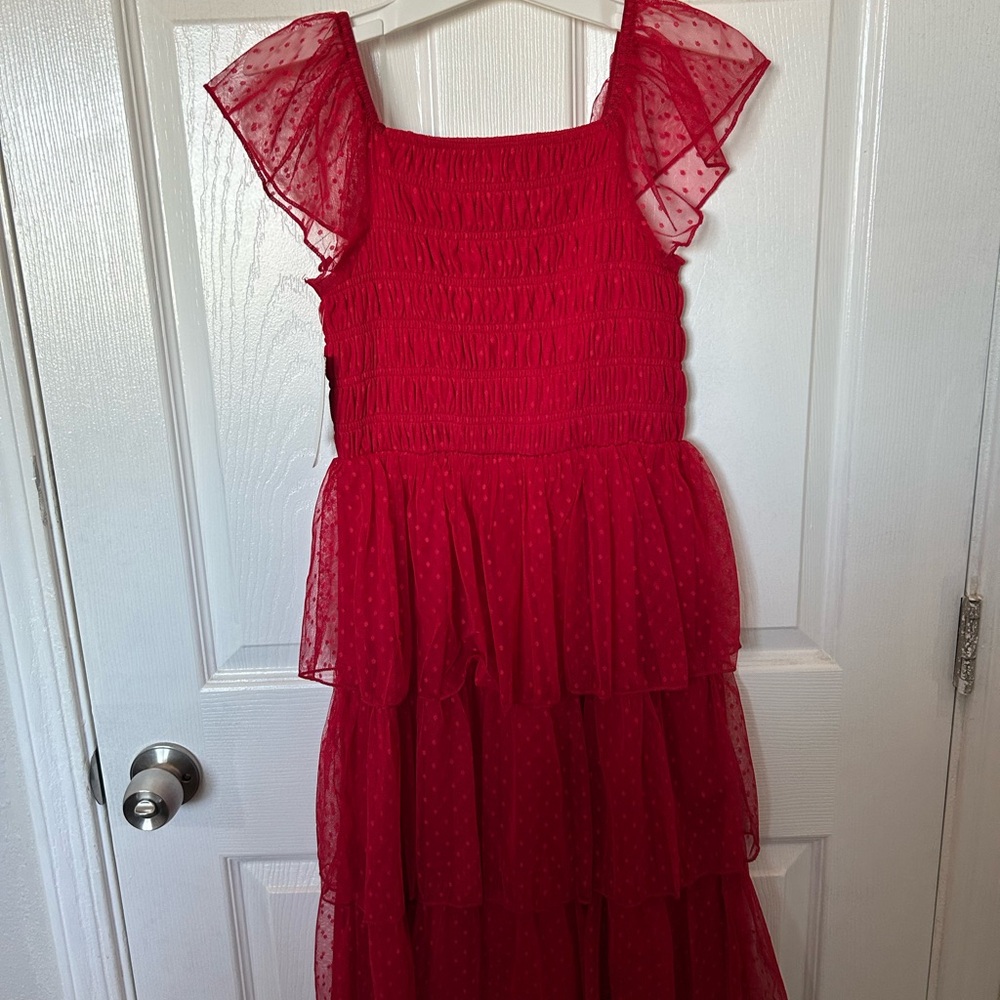 ❌SOLD❌Red Tiered Ruffle Dress - Picture 2 of 2